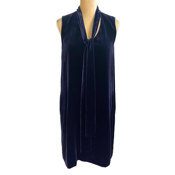Lafayette 148 Ronan Velvet Tie Shift Dress - Picture 2 of 9
